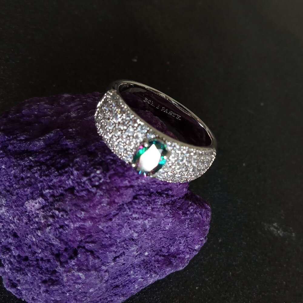 Bomb Party BP This Is Something Special Rainbow Topaz Silver Ring Band Size 10 - Picture 3 of 6